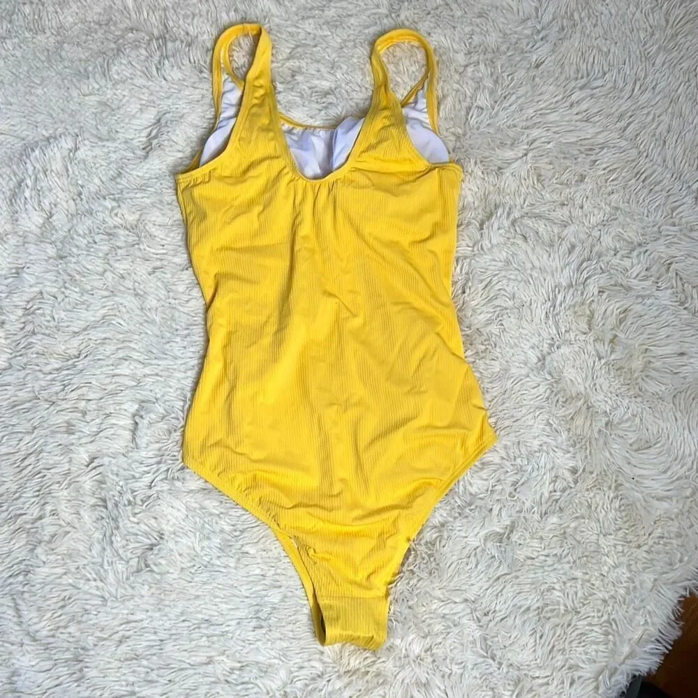 Pinkblush Yellow Ribbed Front Knot One-Piece Maternity New Size Medium